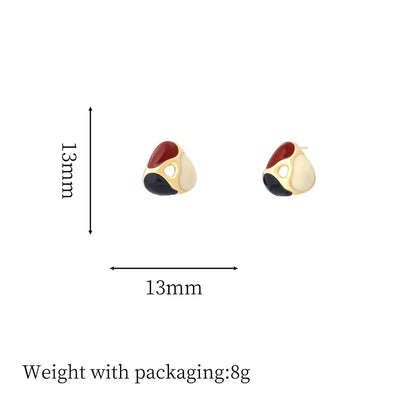 1 Pair Vintage Style Simple Style Geometric Round Heart Shape Plating Inlay Copper Natural Stone Zircon 18K Gold Plated Ear Studs