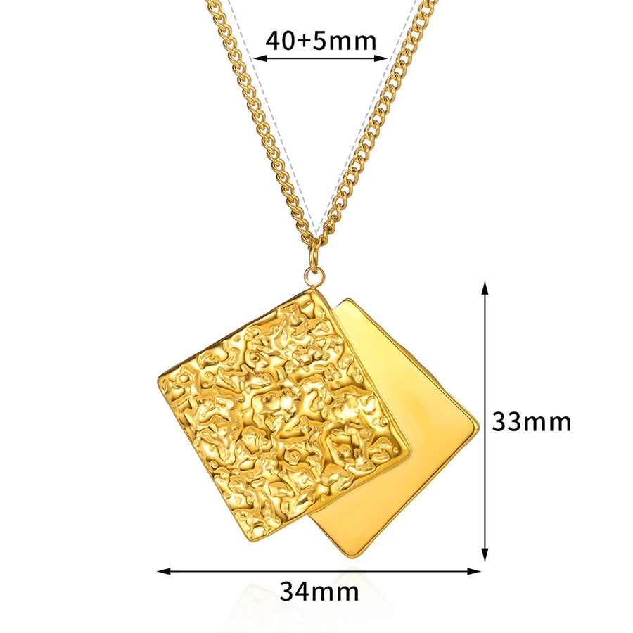 Jewelry Casual Simple Style Round Square 304 Stainless Steel 18K Gold Plated Pendant Necklace