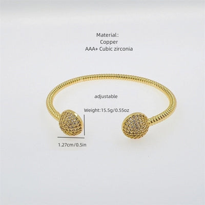 Multi-Style Copper Plating 18K Gold round Inlaid Full Rhinestone Zircon Bracelet Fashion High-End Suitable for Daily Wear Valentine's Day Gift