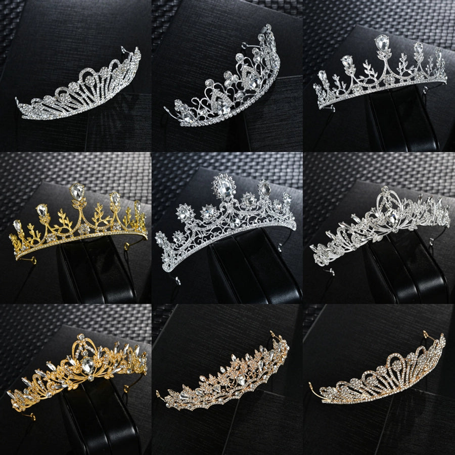 fashion crown alloy inlay zircon crown 1 piece