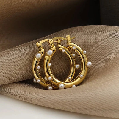 1 Pair Simple Style Geometric Imitation Pearl Copper Earrings