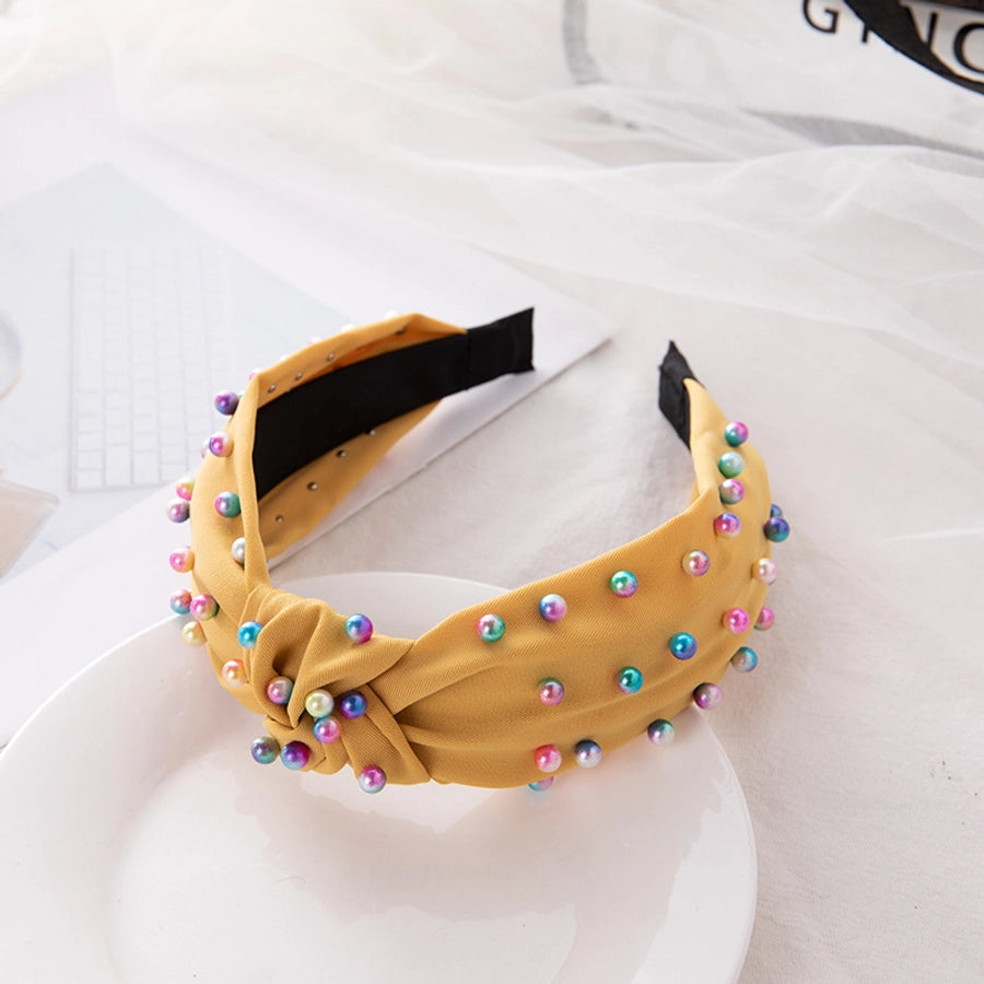 retro knot four-sided bomb inlay beads hair band 1 piece