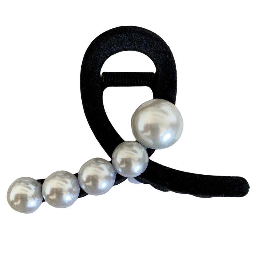 retro geometric imitation pearl flannel criss cross hair claws