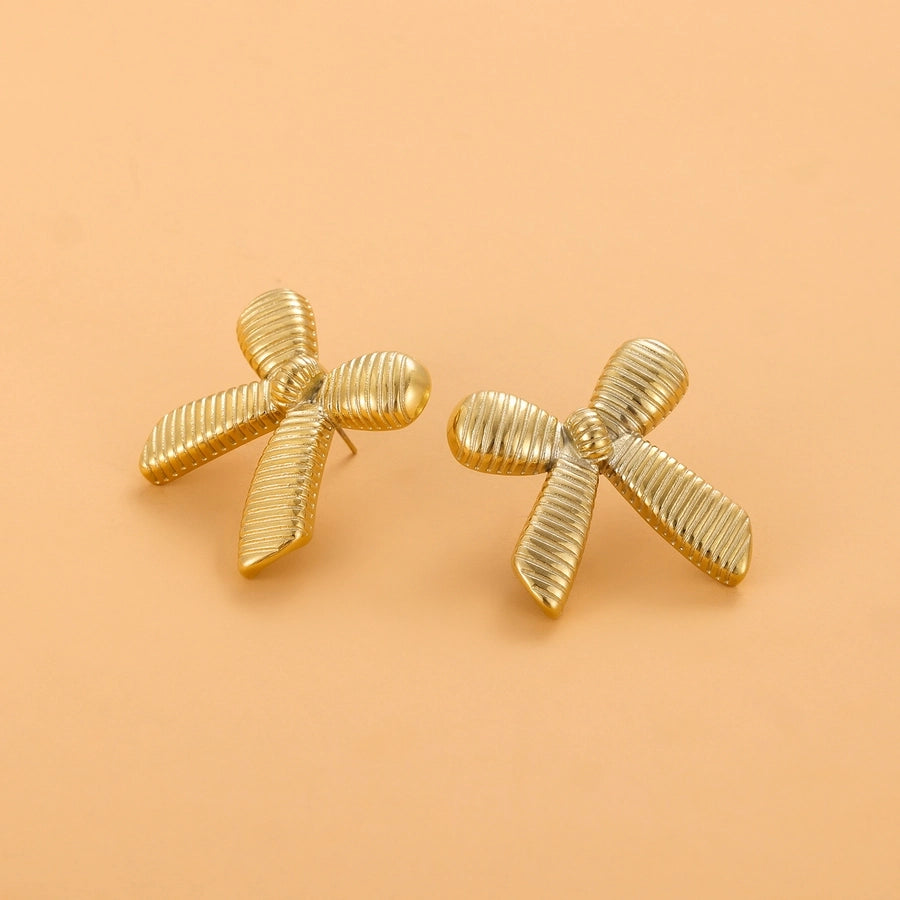 1 Pair Simple Style Bow Knot 304 Stainless Steel 18K Gold Plated Earrings