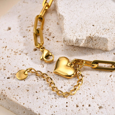 IG Style Heart Shape 201 Stainless Steel 18K Gold Plated Bracelets In Bulk