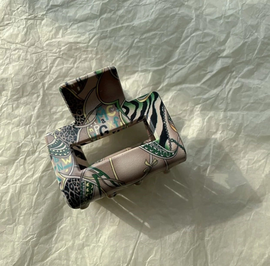 retro square acetic acid sheets hair claws