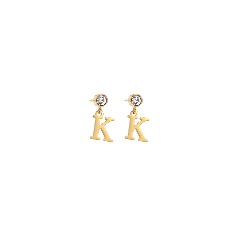 1 Pair Casual Simple Style Classic Style Letter Inlay 201 Stainless Steel 304 Stainless Steel Zircon Drop Earrings