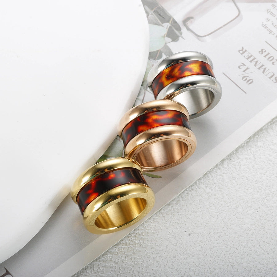 Jewelry Streetwear Color Block 304 Stainless Steel Resin Plating Rings