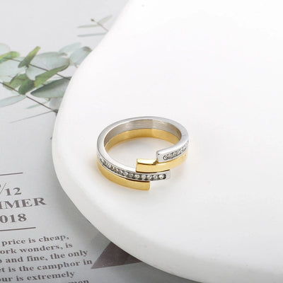 Jewelry Simple Style Color Block 304 Stainless Steel Mixed Metal Plating Rings