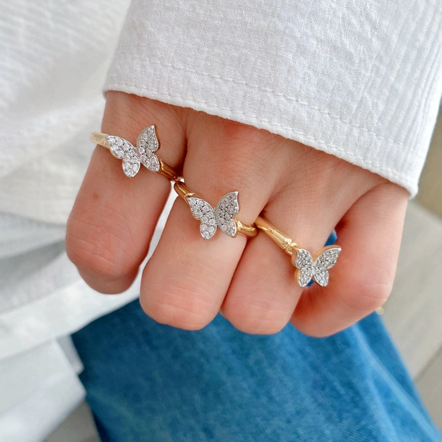 Jewelry Vintage Style Classic Style Butterfly Copper Zircon Plating Rings Earrings Necklace