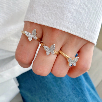 Jewelry Vintage Style Classic Style Butterfly Copper Zircon Plating Rings Earrings Necklace