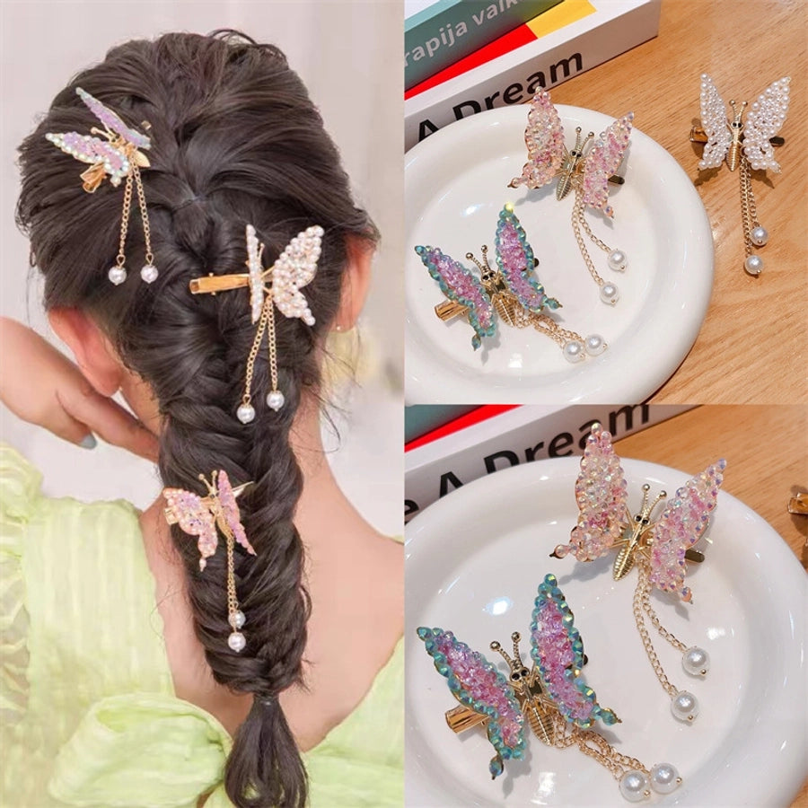 Kid'S Simple Style Butterfly Alloy Rhinestone Plating Hair Clip