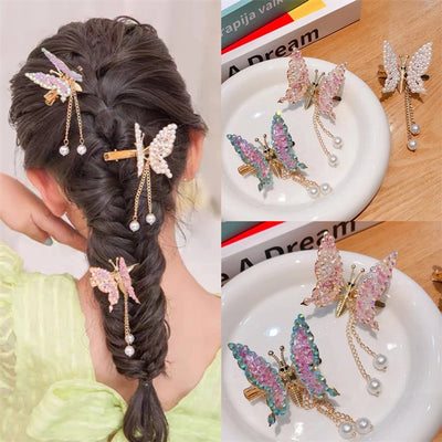 Kid'S Simple Style Butterfly Alloy Rhinestone Plating Hair Clip