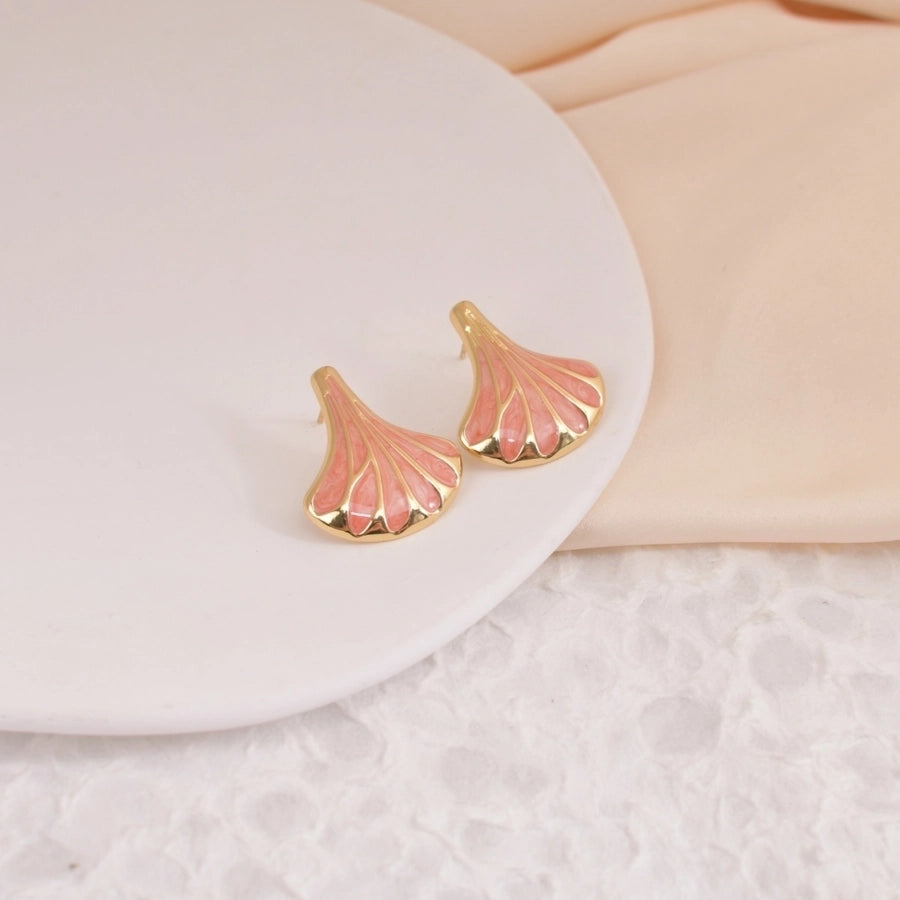 1 Pair Retro Romantic Simple Style Sector 304 Stainless Steel Ear Studs