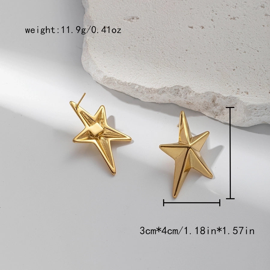 1 Pair IG Style Casual Modern Style Pentagram Plating 304 Stainless Steel 14K Gold Plated Ear Studs