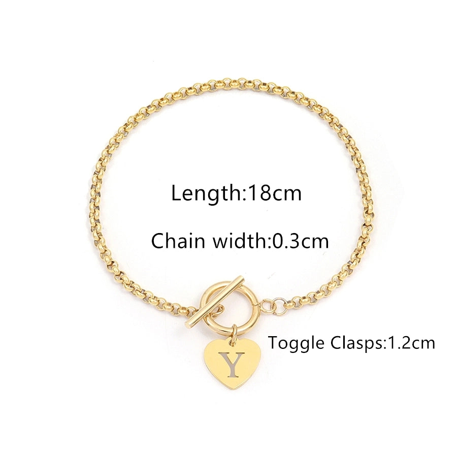 Elegant Simple Style Classic Style Letter 201 Stainless Steel 304 Stainless Steel Bracelets In Bulk