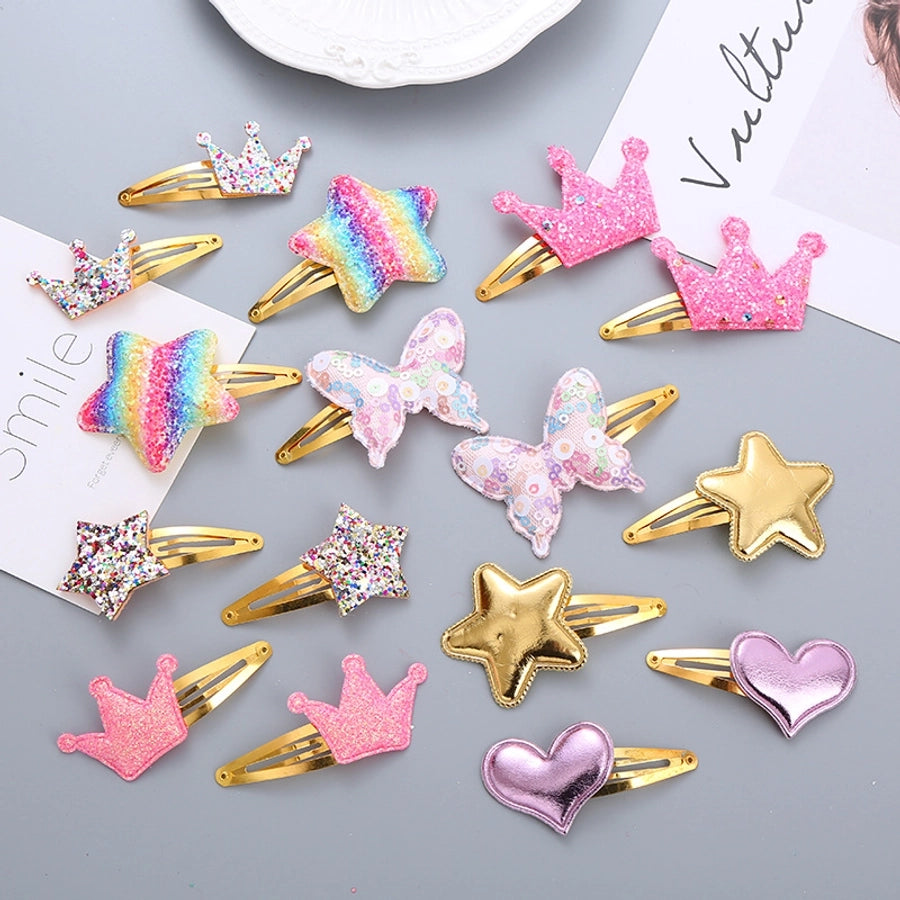 Girl'S Simple Style Star Alloy Sequins Hair Clip