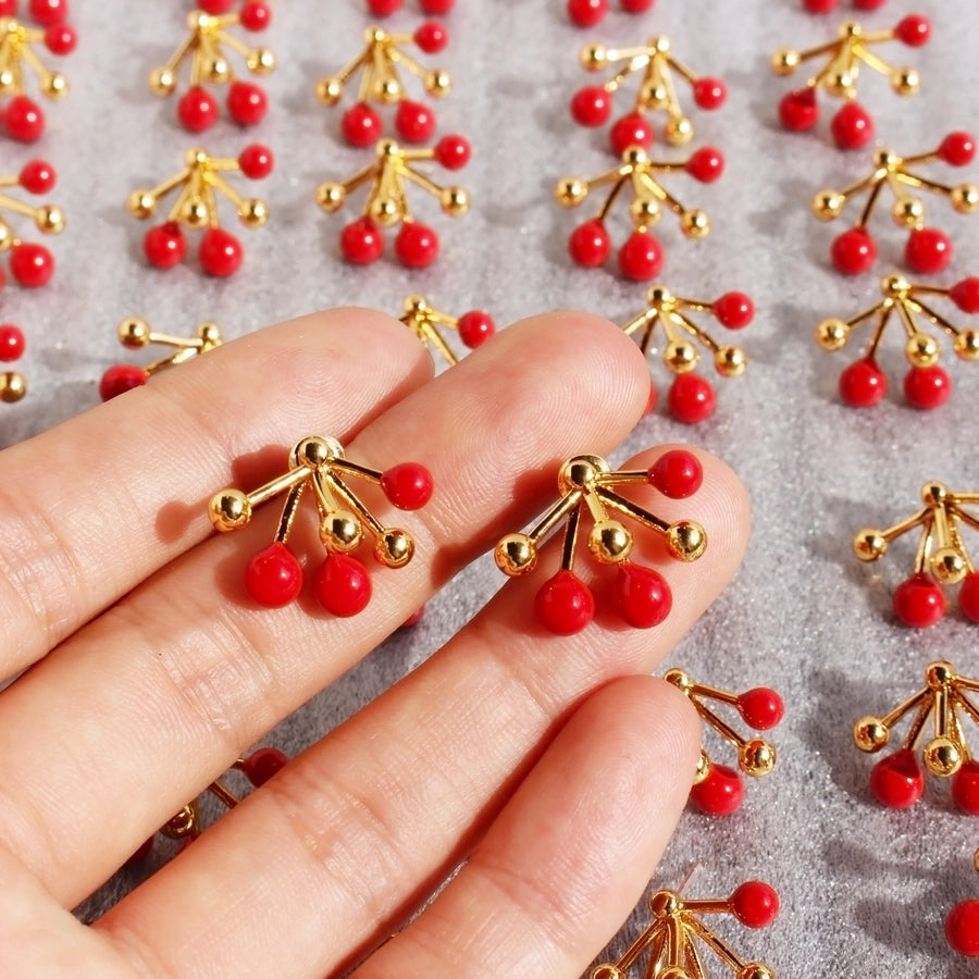 1 Pair Princess Cute Sweet Geometric Brass 24K Gold Plated Ear Studs