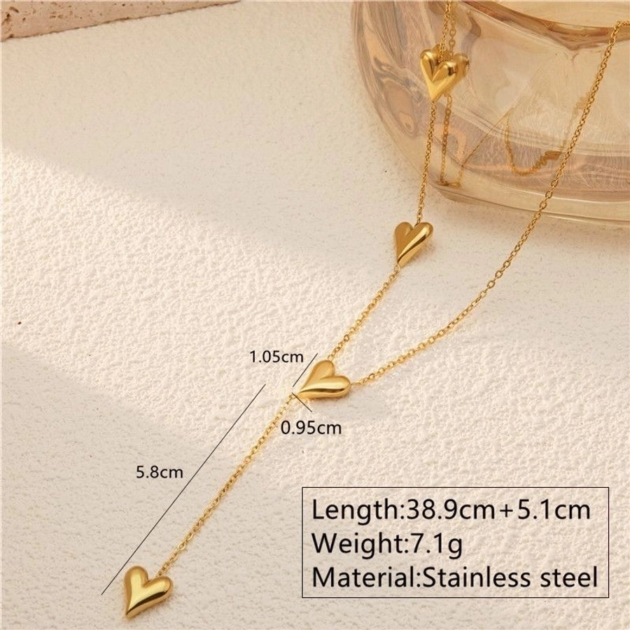 Jewelry Sweet Simple Style Heart Shape 304 Stainless Steel 18K Gold Plated Plating Bracelets Necklace