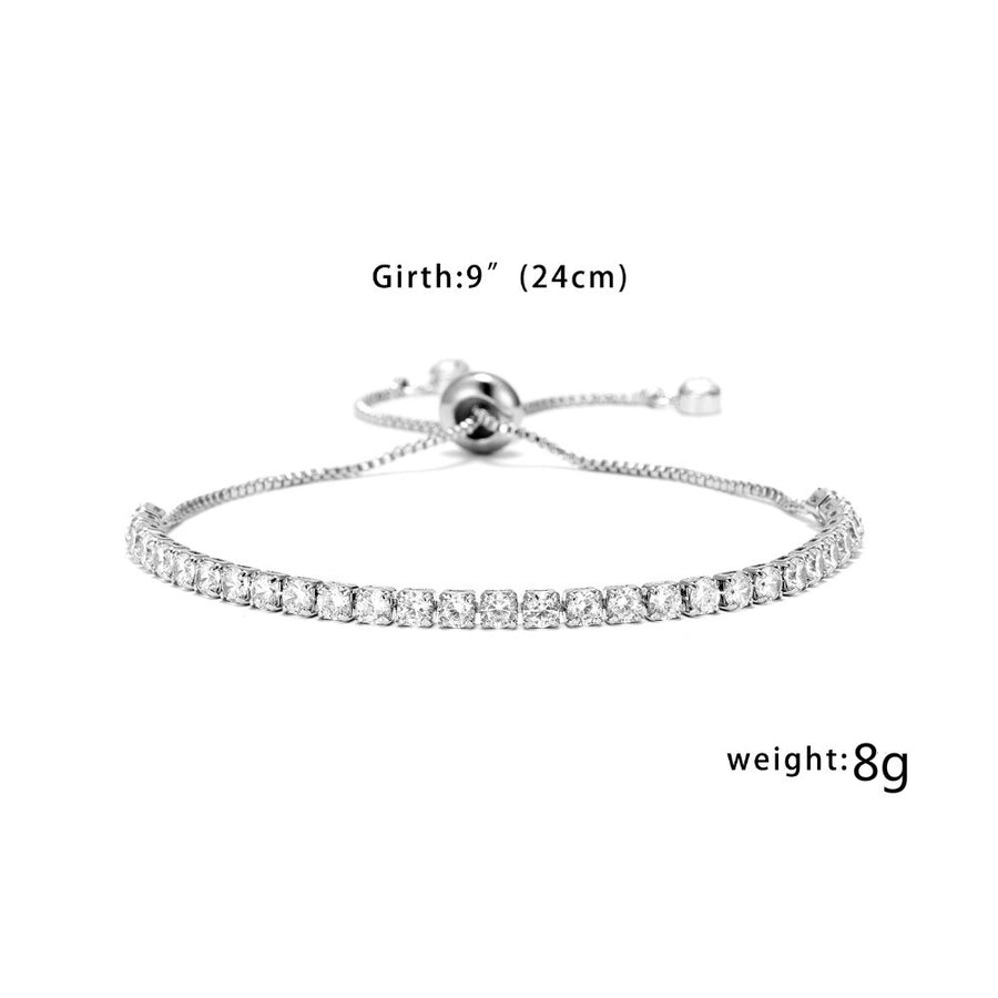 Europe and the United States  hot jewelry fashion simple 4mm copper inlaid zircon bracelet women's high-grade  adjustable bracelet