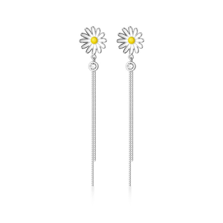 1 Pair Sweet Simple Style Daisy Plating Copper Drop Earrings