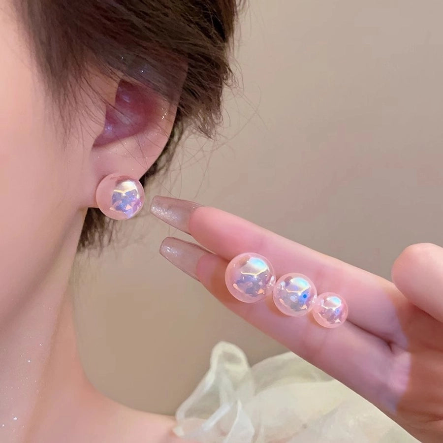 Pink Mermaid Ji Pearl Earrings  New Trendy Niche Design Sense Earrings Light Luxury Internet Celebrity Fashion Earrings