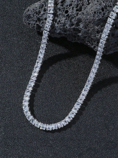 Jewelry Hip-Hop Vintage Style Geometric Copper Zircon Inlay Necklace