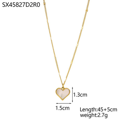 Jewelry Simple Style Heart Shape 304 Stainless Steel 18K Gold Plated Pendant Necklace