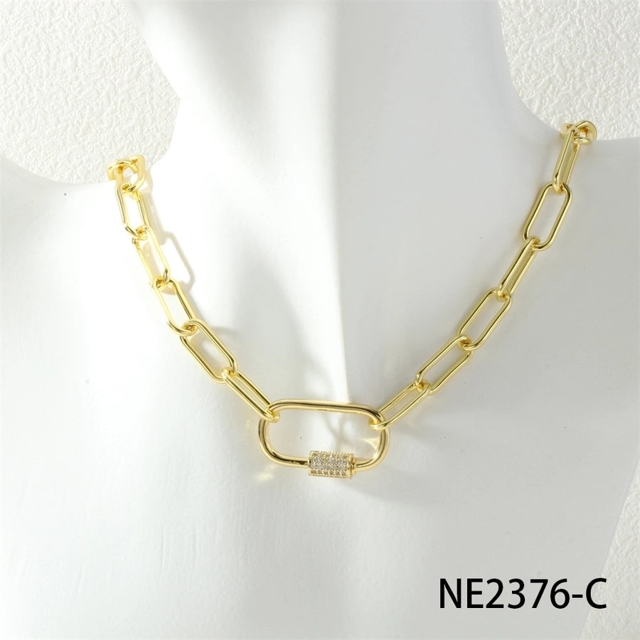 Jewelry IG Style Cool Style Oval Copper Zircon Necklace