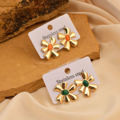 1 Pair Retro Simple Style Classic Style Flower 304 Stainless Steel Ear Studs