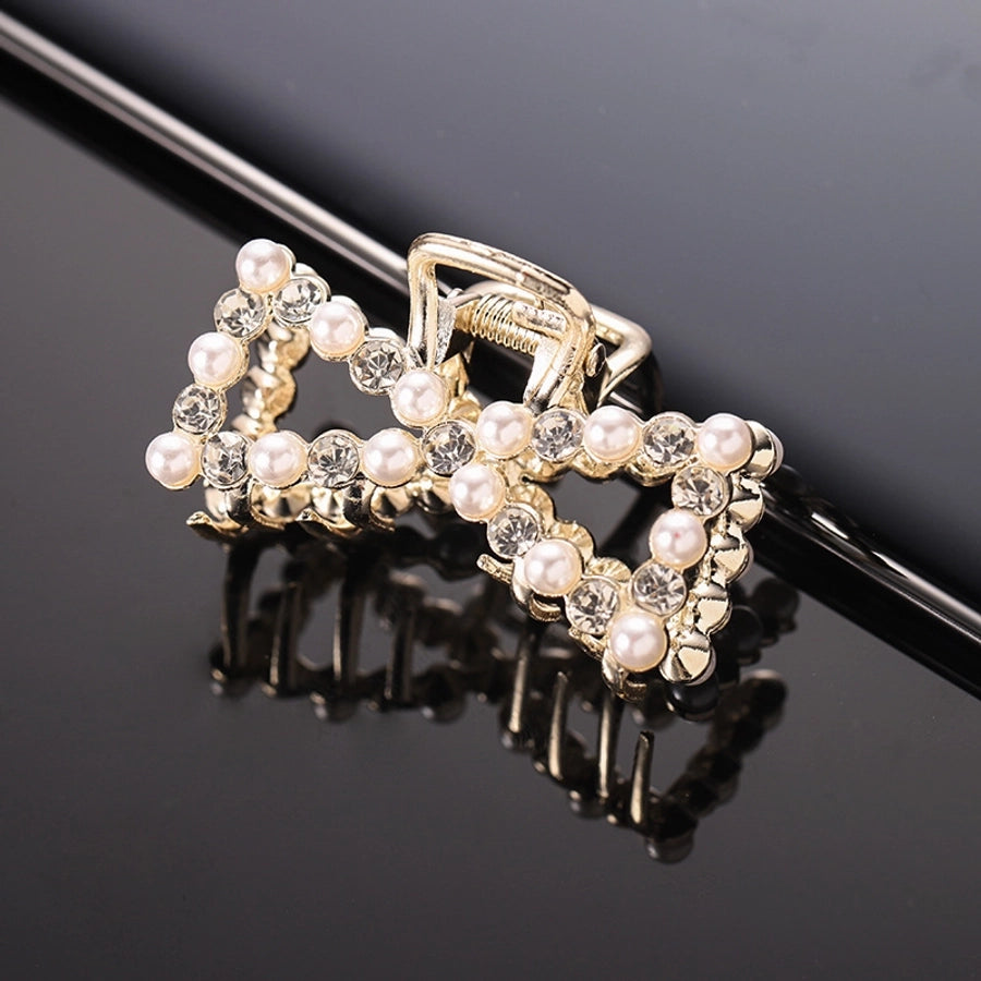 simple style solid color alloy inlay rhinestones hair claws 1 piece