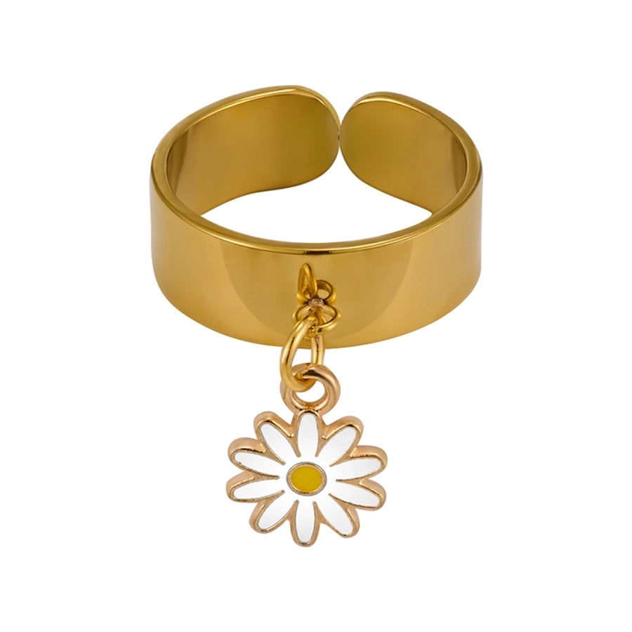 Jewelry Elegant Retro Solid Color 304 Stainless Steel Enamel Open Rings