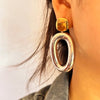 1 Pair Elegant Retro Irregular Oval Hollow Out 201 Stainless Steel 18K Gold Plated Drop Earrings