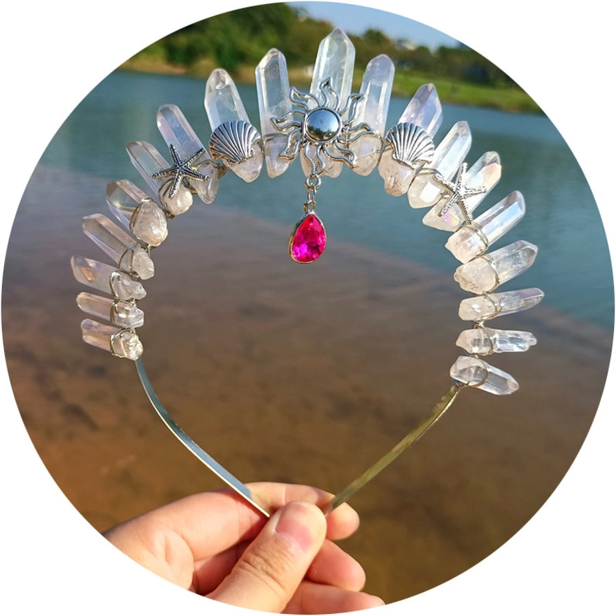 retro moon starfish crystal handmade hair band