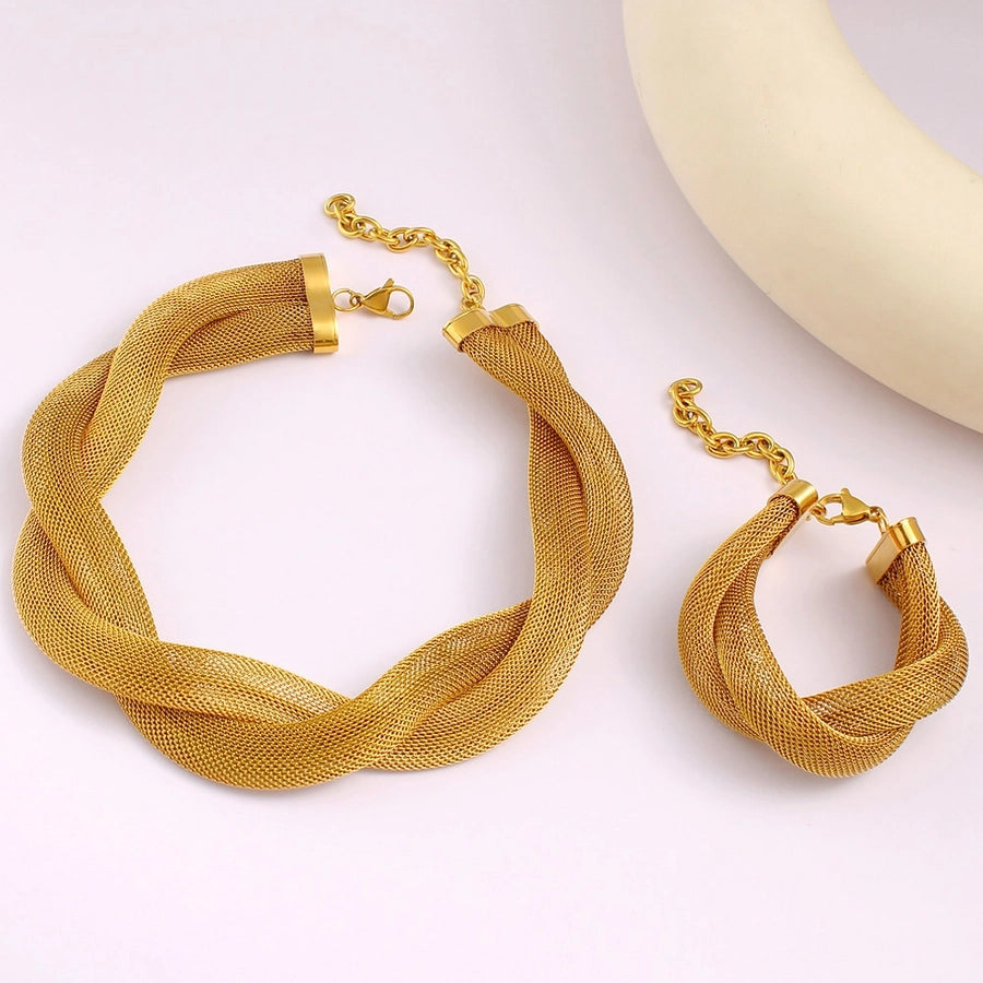 Jewelry Retro Exaggerated Geometric 304 Stainless Steel 18K Gold Plated Bracelets Necklace