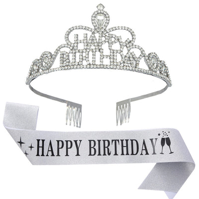 fashion letter metal inlay crown 2 piece set