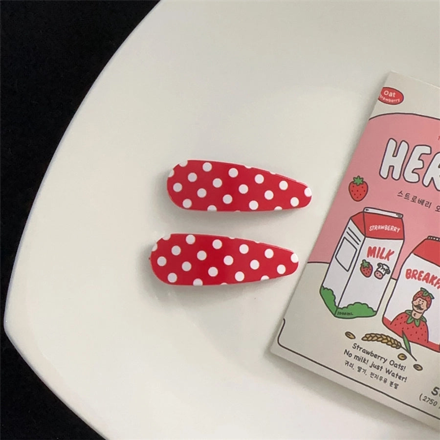 Women's Sweet Plaid Polka Dots Plastic Hair Clip