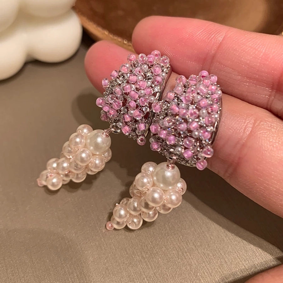 1 Pair Elegant Streetwear Geometric Plating Synthetics Metal Copper Zircon 14K Gold Plated Drop Earrings