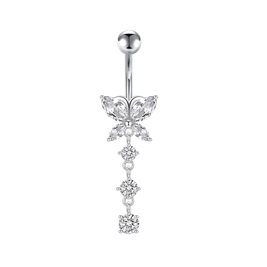 1 Piece 1 Set Belly Rings Simple Style Heart Shape Butterfly 316L Stainless Steel  Inlay Zircon Belly Rings