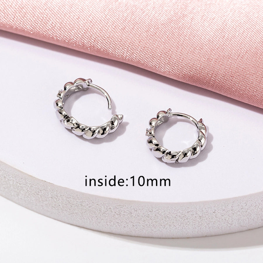 1 Pair Simple Style Geometric Copper Zircon 18K Gold Plated Earrings