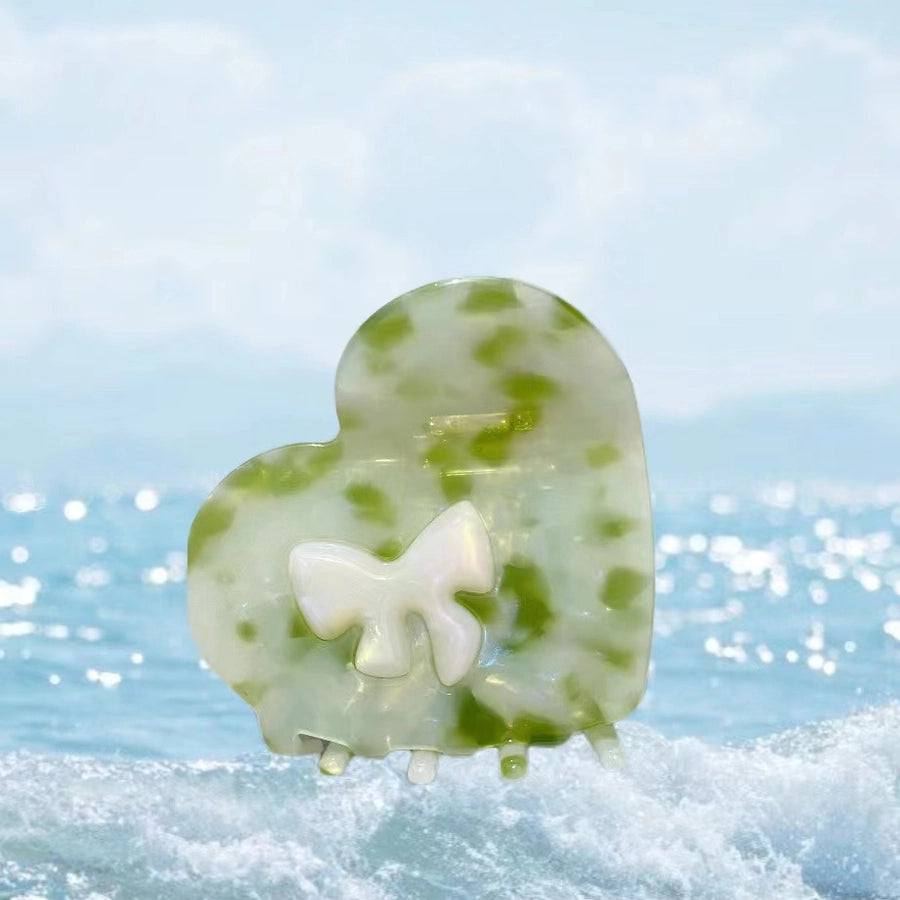 Women's Simple Style Heart Shape Bow Knot Acetic acid sheets Hair Claws