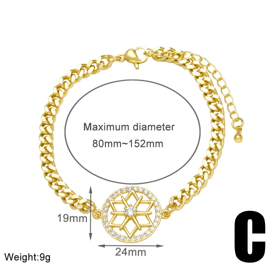 Copper 18K Gold Plated Inlay Star Moon Zircon Bracelets