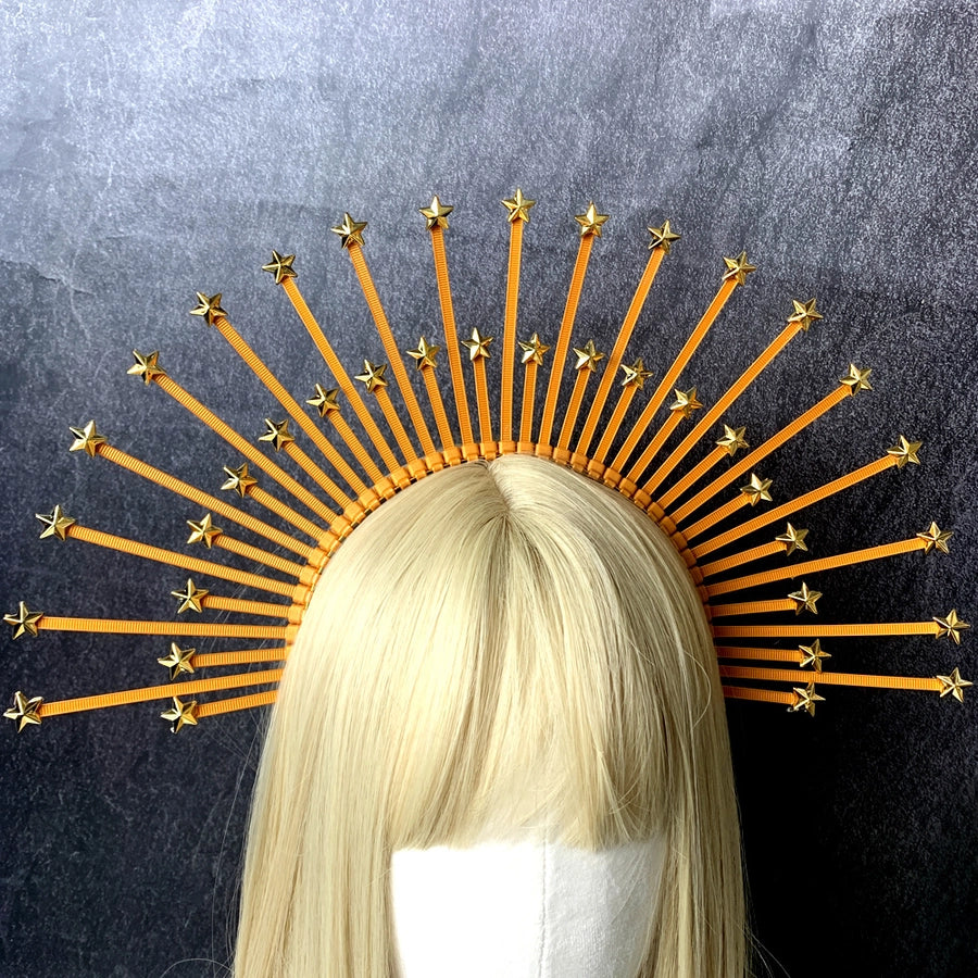 retro star crown flower plastic resin hair band