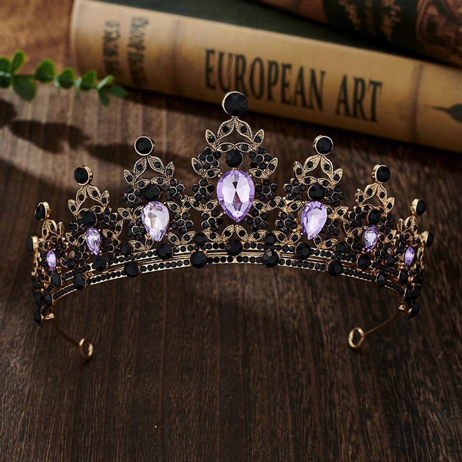 glam luxurious lady crown alloy plating inlay zircon crown