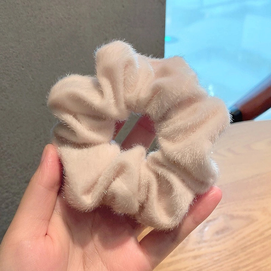 cute solid color cloth flannel hair tie