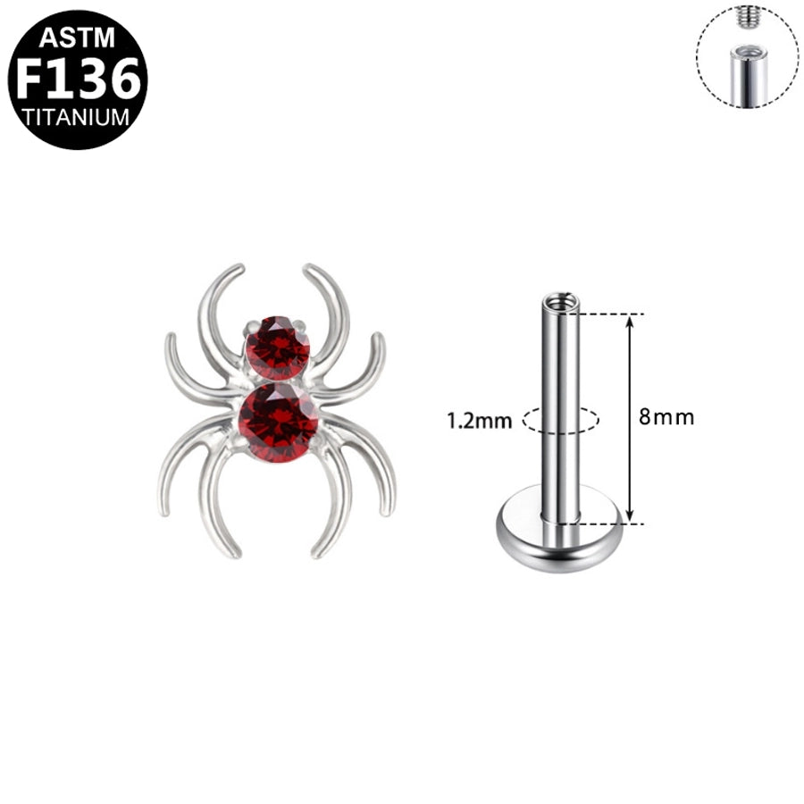 1 Piece Lip Rings Hip-Hop Rock Punk Spider Pure Titanium Titanium Alloy Zircon 14K Gold Plated White Gold Plated Lip Rings Ear Cartilage Rings & Studs