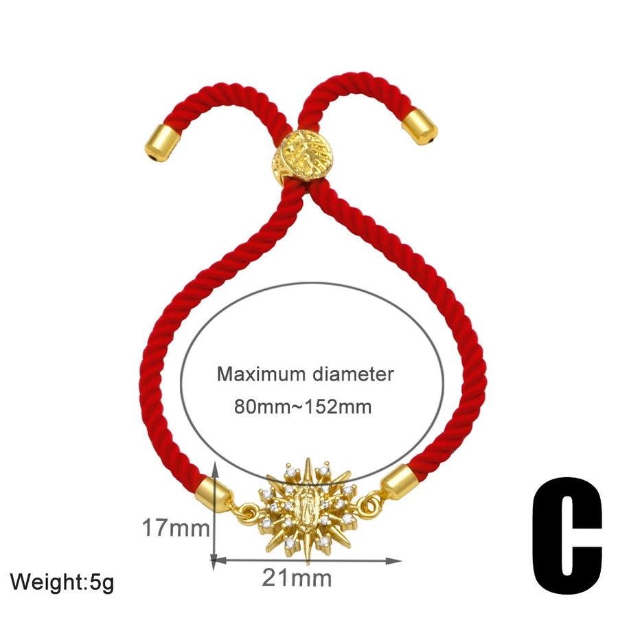 Copper 18K Gold Plated Inlay Virgin Mary Heart Shape Eye Zircon Bracelets