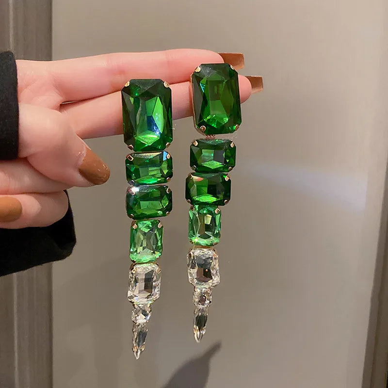 1 pair retro geometric heart shape bow knot alloy rhinestones drop earrings