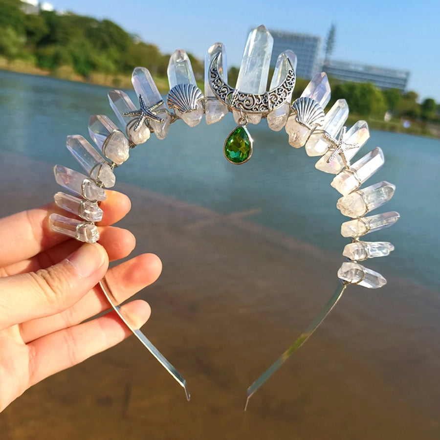 retro moon starfish crystal handmade hair band