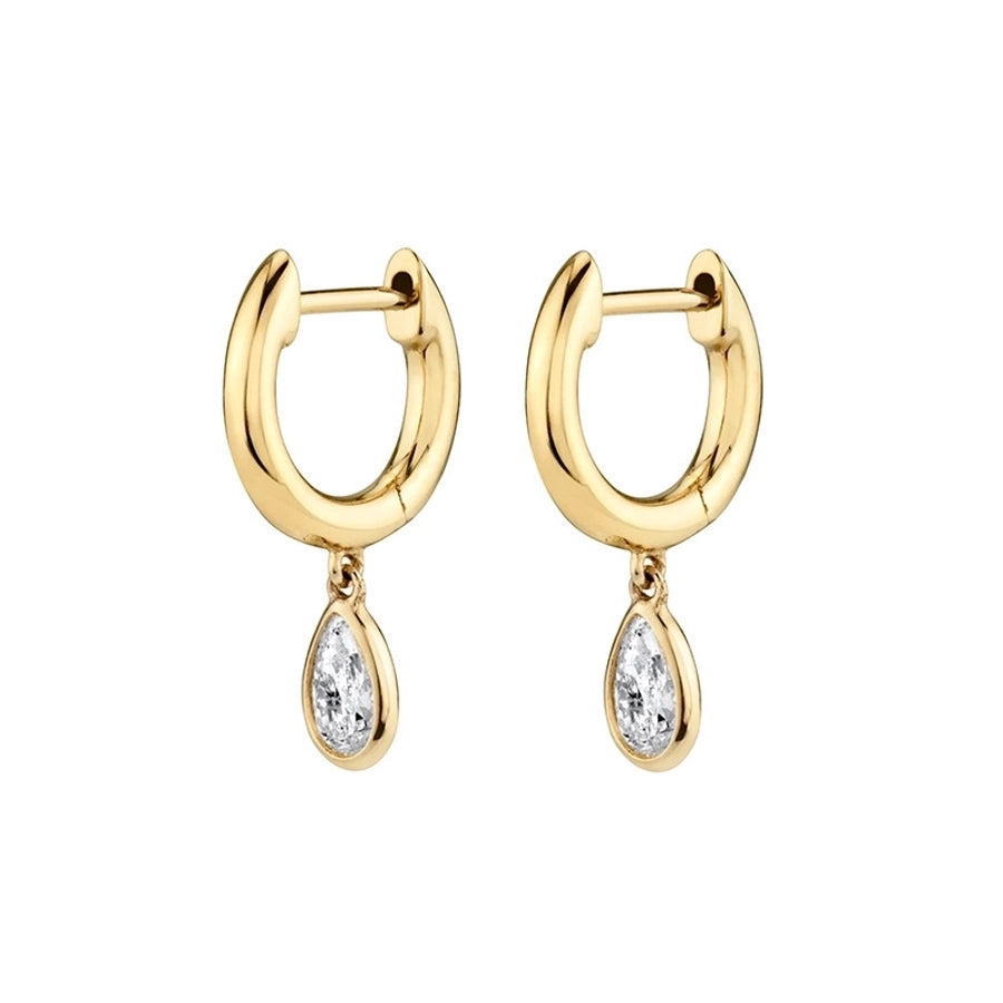 1 Pair IG Style Water Droplets Inlay Copper Zircon Gold Plated Drop Earrings